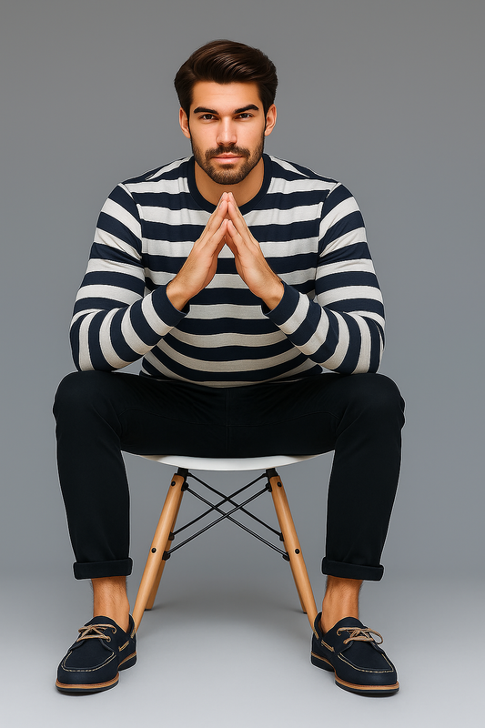 Black and White Striped Tees Full Sleeves