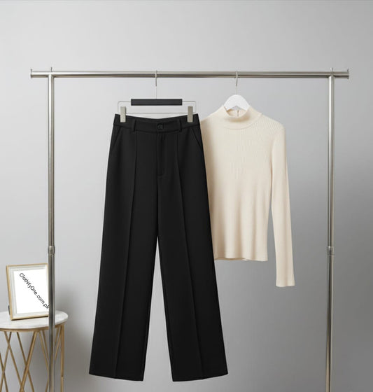 Beige High-neck & Black Flapper