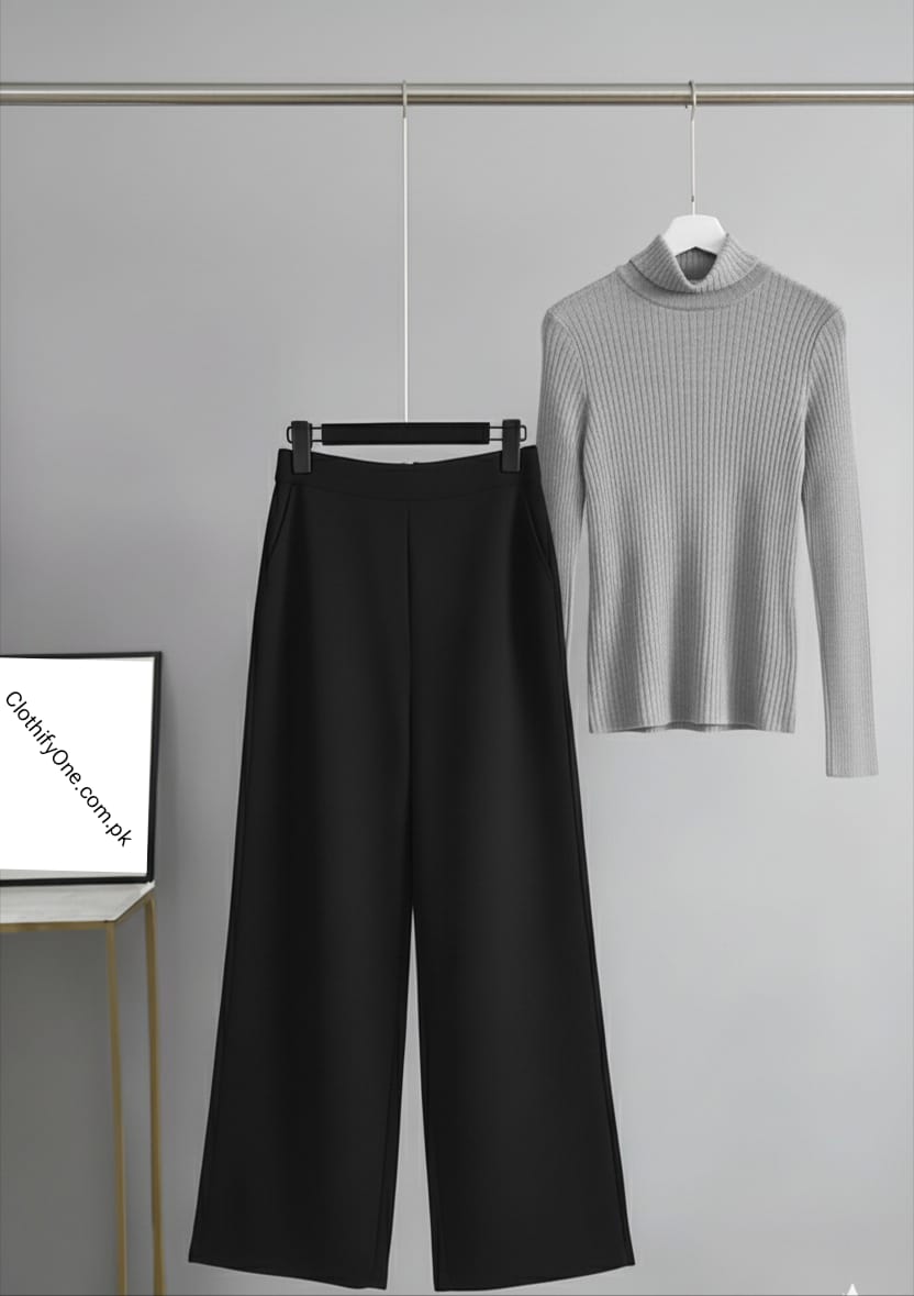 Light Grey High-neck & Black Flapper