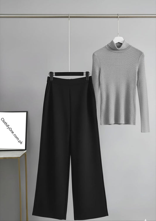 Light Grey High-neck & Black Flapper