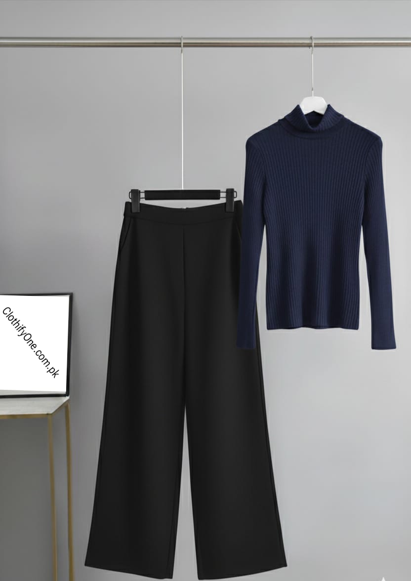 Navy Blue High-neck & Black Flapper
