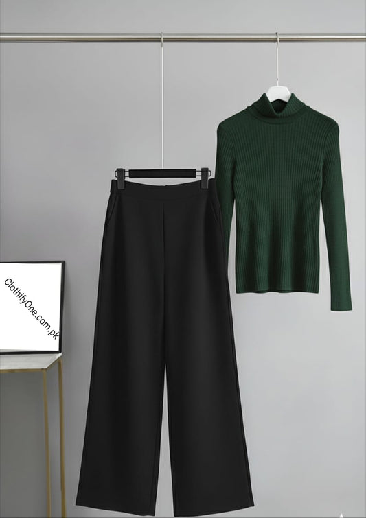 Bottle Green High-neck & Black Flapper