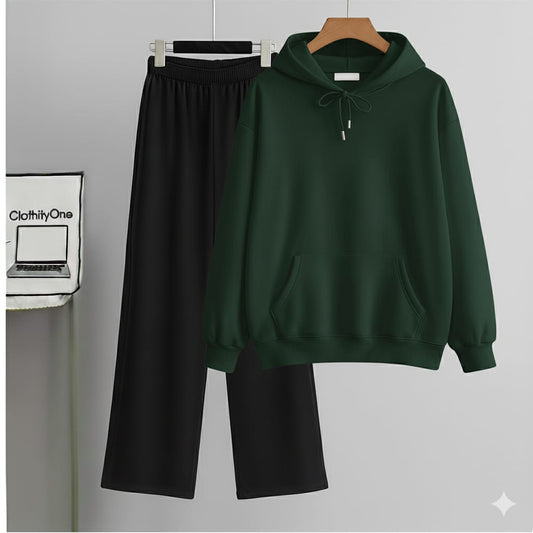 Bottle Green Hoodie & Black Flapper Combo