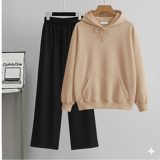 Beige Hoodie & Black Flapper Combo