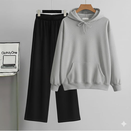 Light Grey Hoodie & Black Flapper Combo