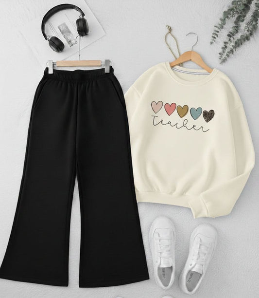 Off White Sweatshirt & Black Flapper Combo