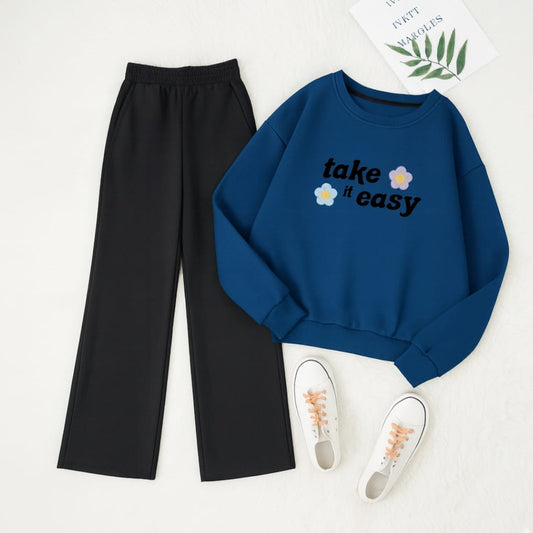 Steal Blue Sweatshirt & Black Flapper Combo