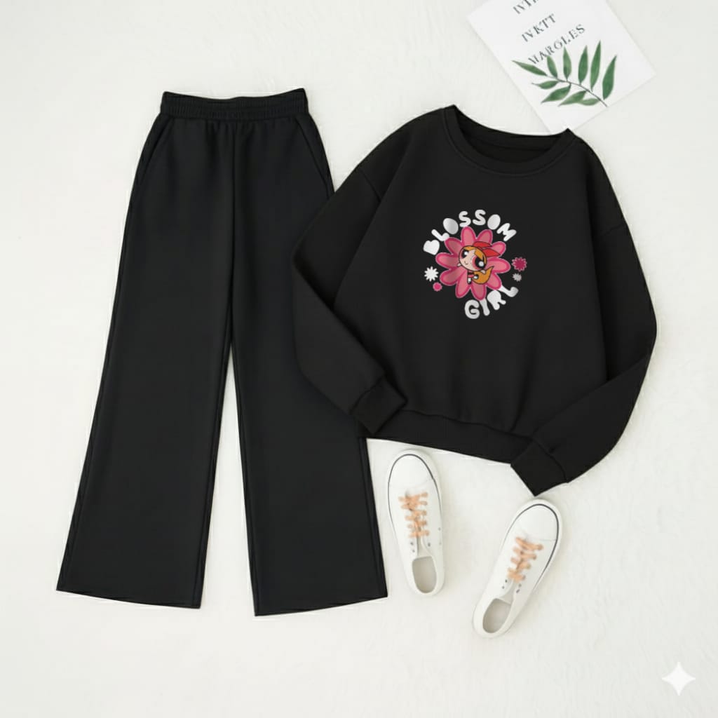 Black Blossom Girl Sweatshirt & Black Flapper Combo