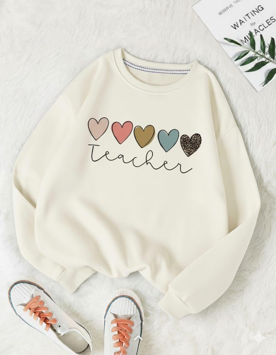 Hearts Sweatshirt | Beige