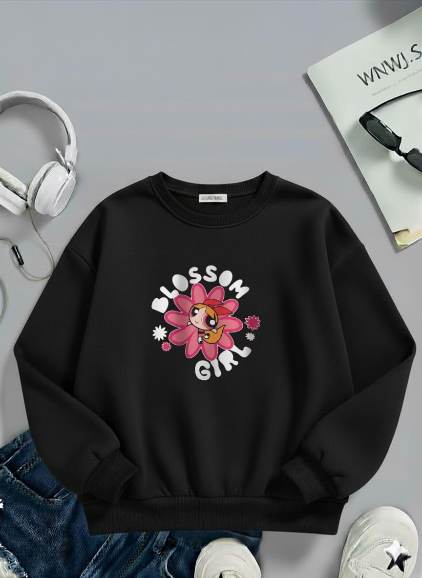Blossom Girl Sweatshirt | Black