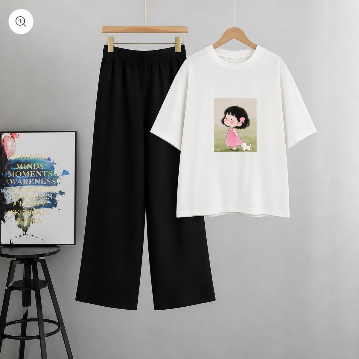 Oversized Tee & Flapper For Women | White