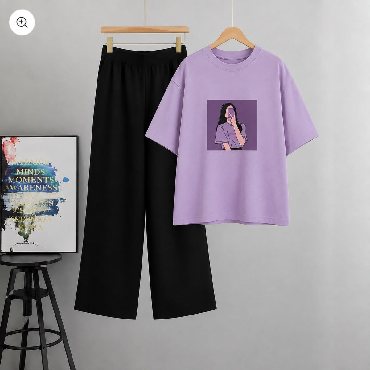 Oversized Tee & Flapper For Women | Lilac