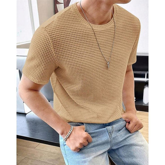 Waffle Knit T-Shirt Men | Beige