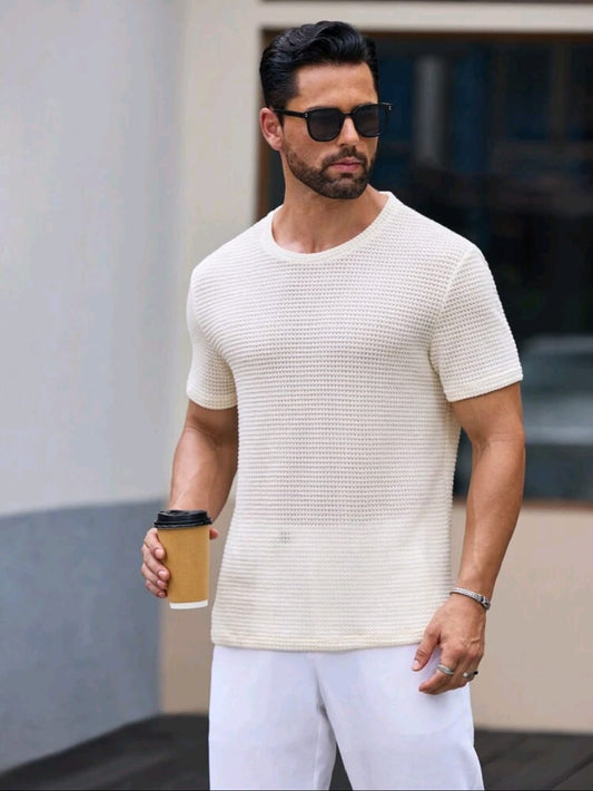 Waffle Knit T-Shirt Men | White
