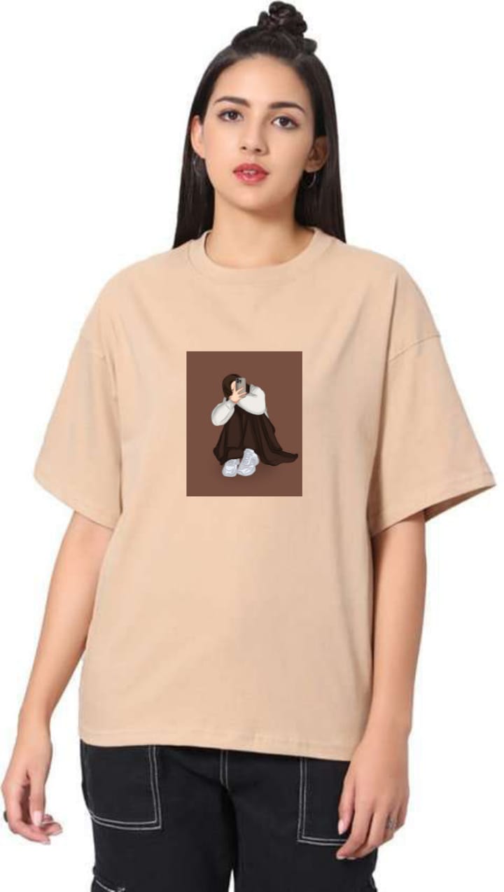 Oversized tee for women | Beige
